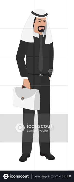 Arab man holding briefcase  Illustration