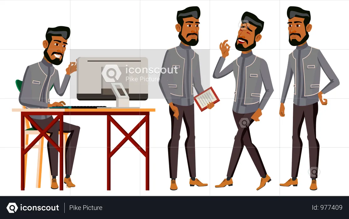 Arab Man Office Worker  Illustration