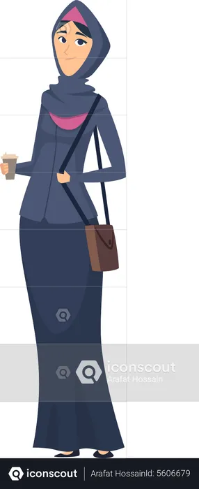 Arab woman  going to work  Illustration