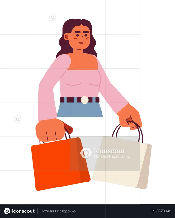 Arabian brunette Girl with shopping bags  Illustration