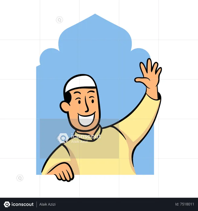 Arabic boy in window  Illustration