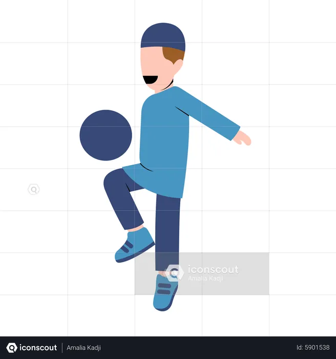 Arabic boy playing with ball  Illustration