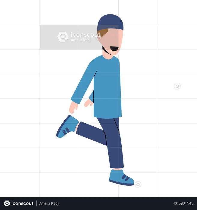 Arabic boy running  Illustration
