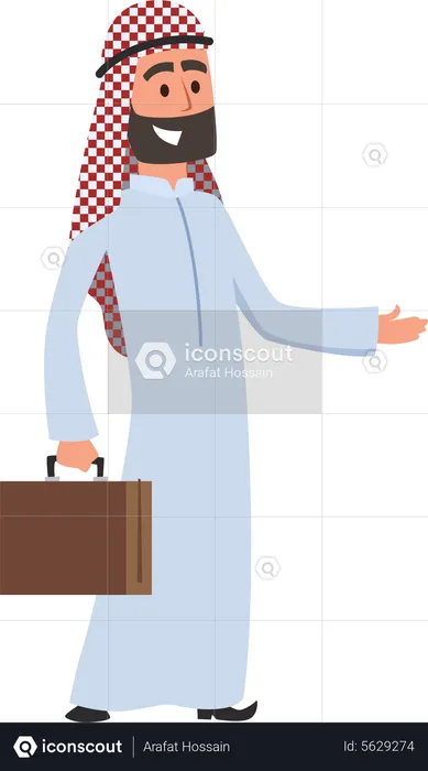 Arabic Businessman holding briefcase  Illustration