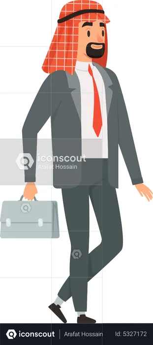 Arabic Businessman holding briefcase  Illustration