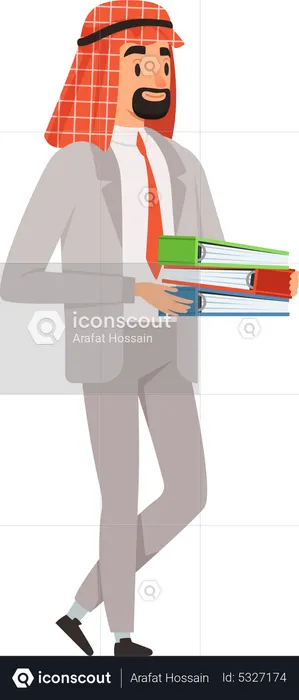 Arabic Businessman holding files  Illustration