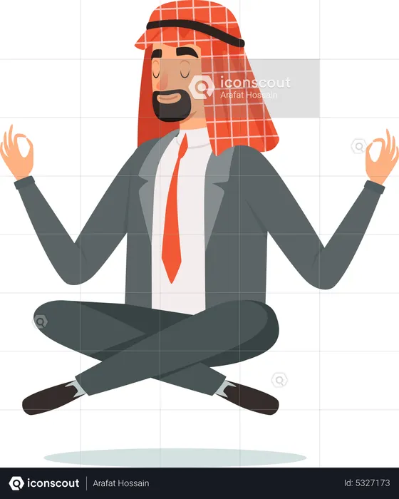 Arabic Businessman meditating  Illustration