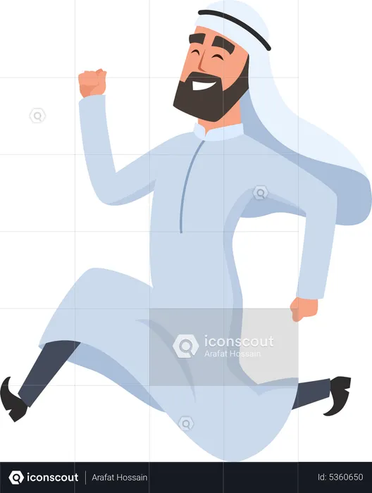 Arabic Businessman Running  Illustration