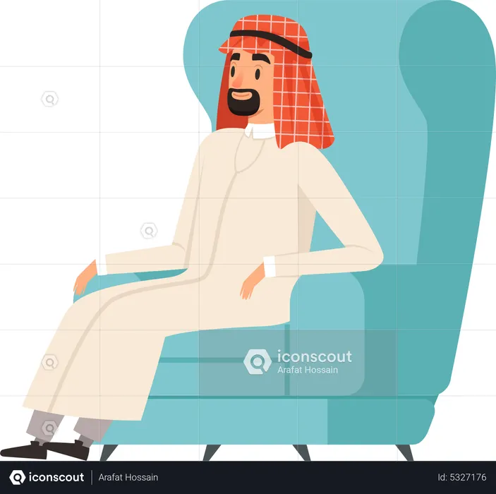 Arabic Businessman sitting on chair  Illustration