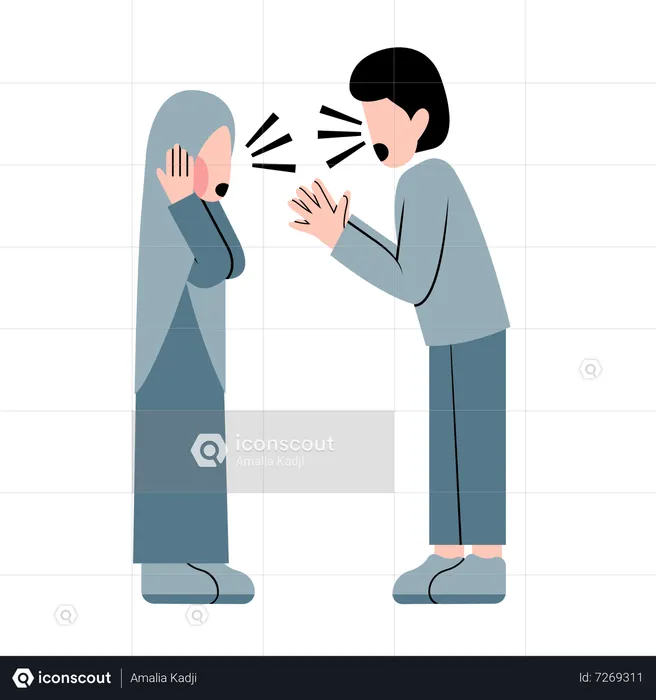 Arabic Couple Fighting  Illustration