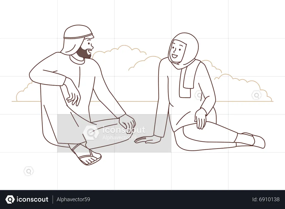 Arabic couple talking together  Illustration