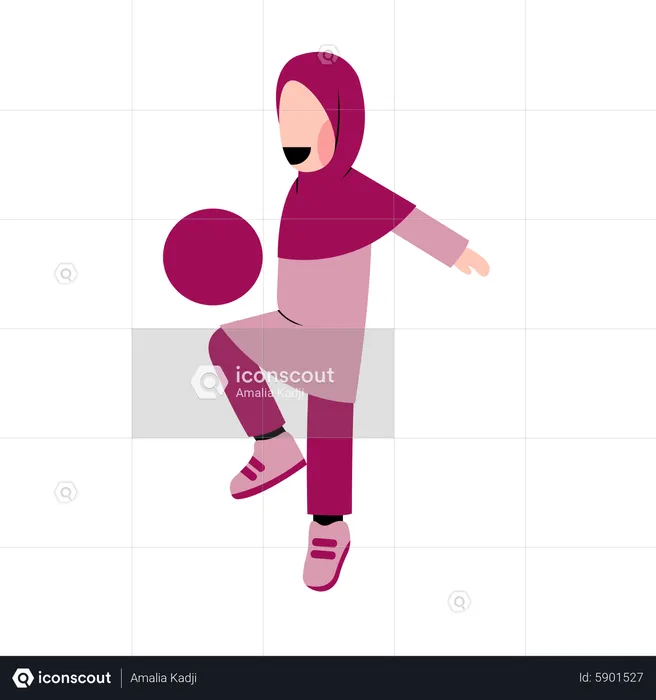 Arabic girl playing with ball  Illustration