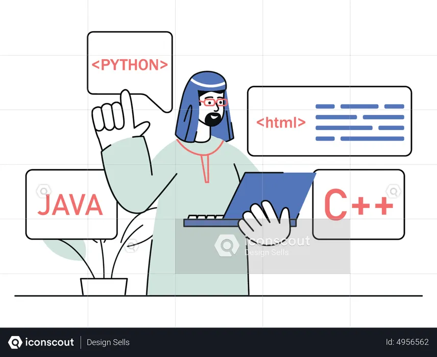 Arabic male developer  Illustration