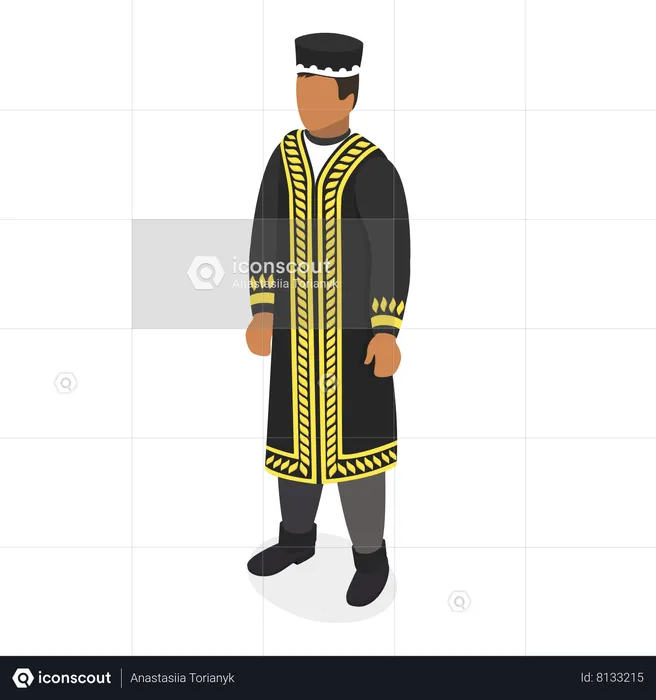 Arabic man giving standing pose  Illustration