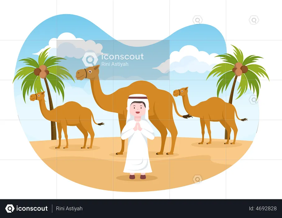 Arabic man wishing new year  Illustration