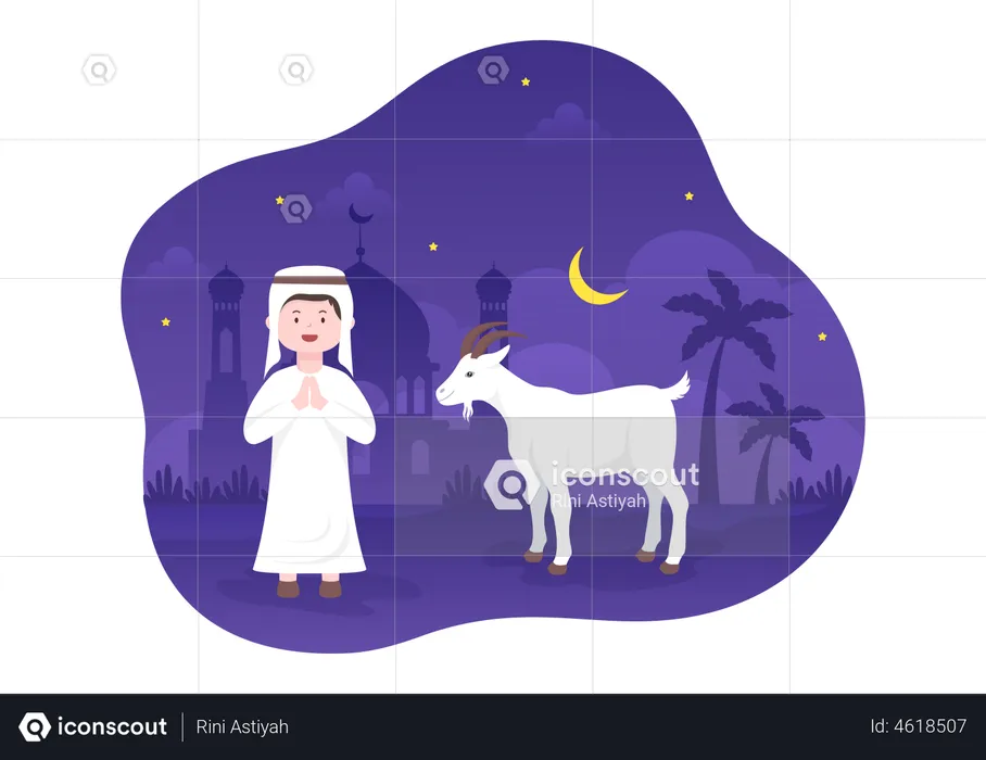 Arabic man with goat  Illustration