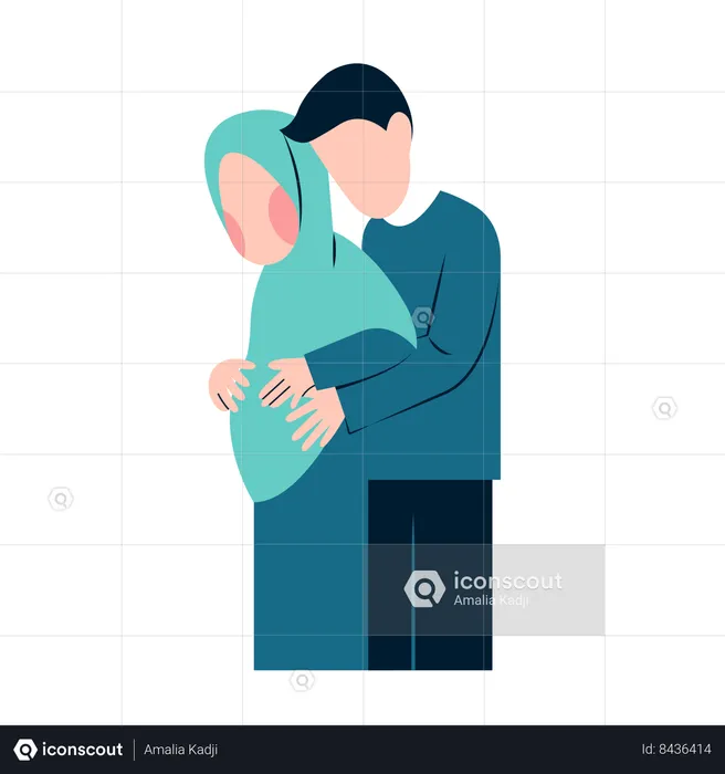 Arabic Pregnant Couple  Illustration