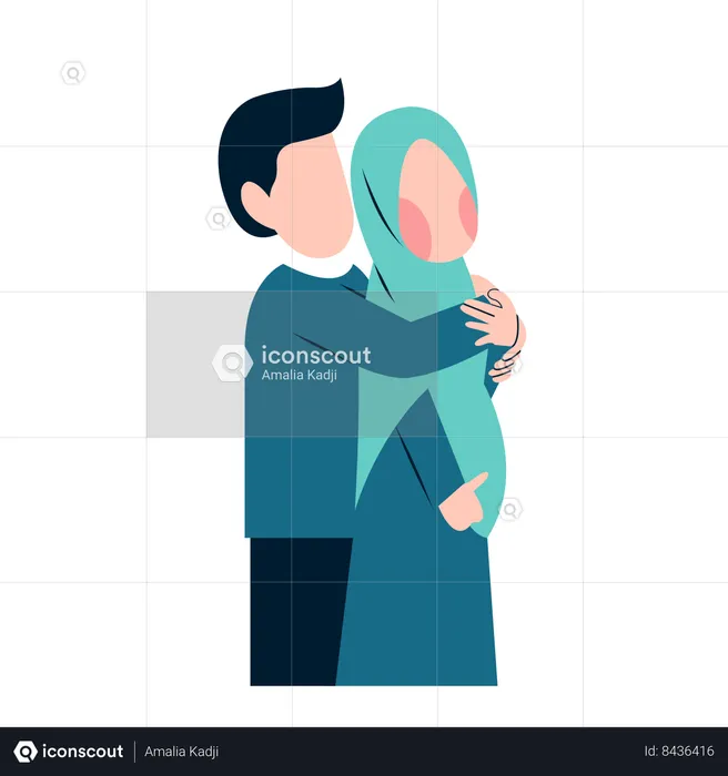 Arabic Pregnant Couple  Illustration