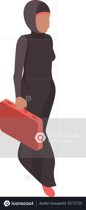 Arabic woman holding briefcase  Illustration