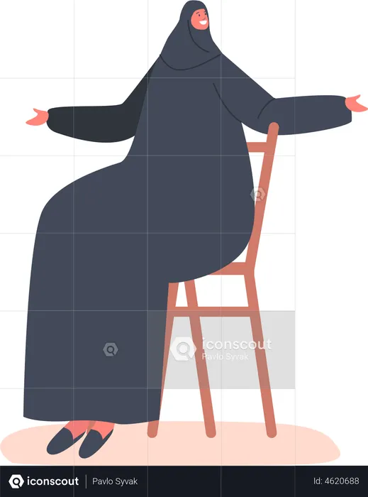 Arabic Woman Sitting on Chair  Illustration