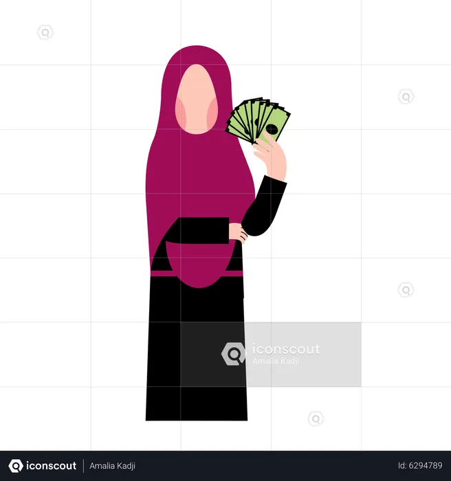 Arabic Woman with Money  Illustration