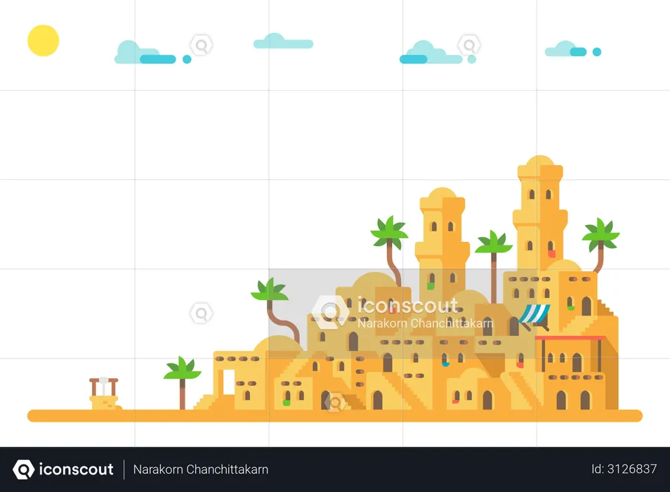 Arabisches Dorf  Illustration