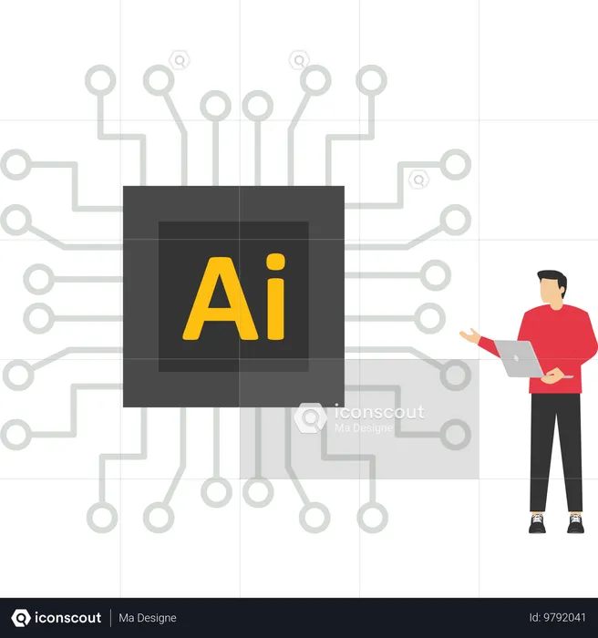 Arbeiten mit künstlicher Intelligenz (KI)  Illustration