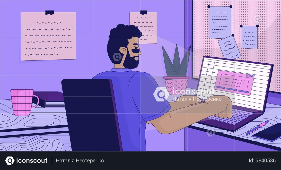 Arbeiten im Homeoffice  Illustration