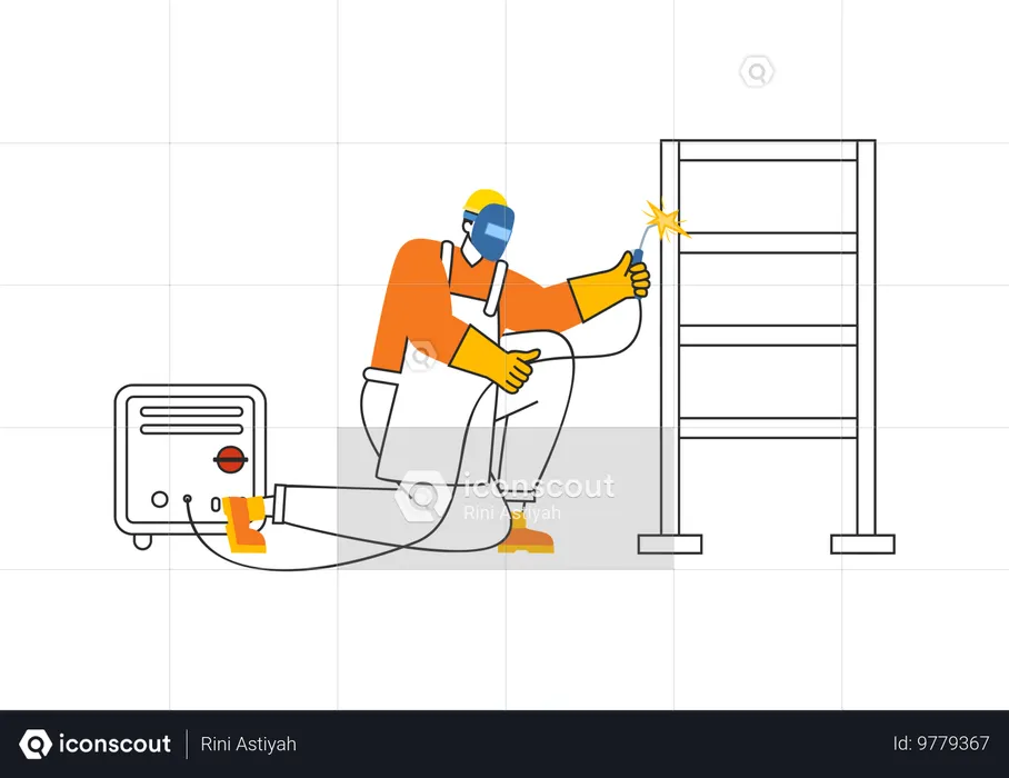 Arbeiter beim Metallschweißen  Illustration