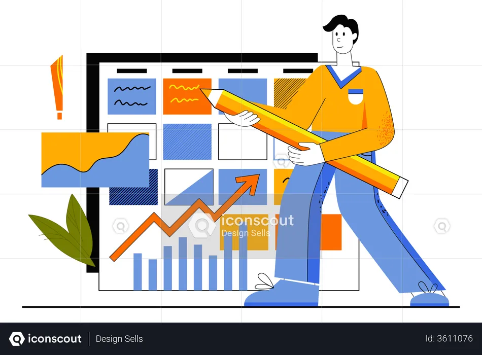 Arbeitgeber erstellt Geschäftsplan  Illustration