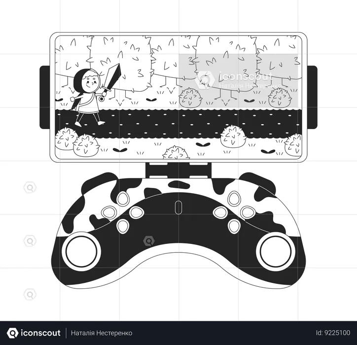 Arcade game on smartphone gamepad  Illustration