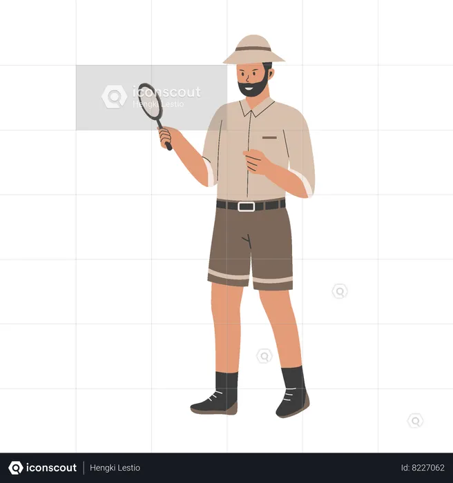 Archeologist man doing research  Illustration
