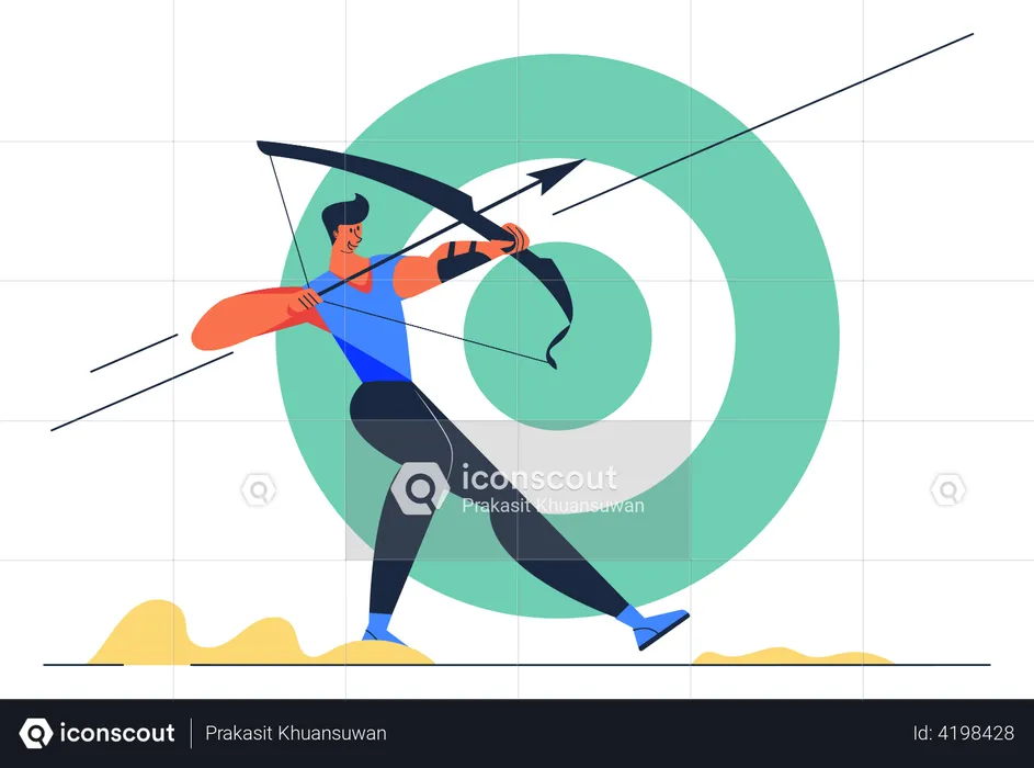 Archer Aiming target  Illustration