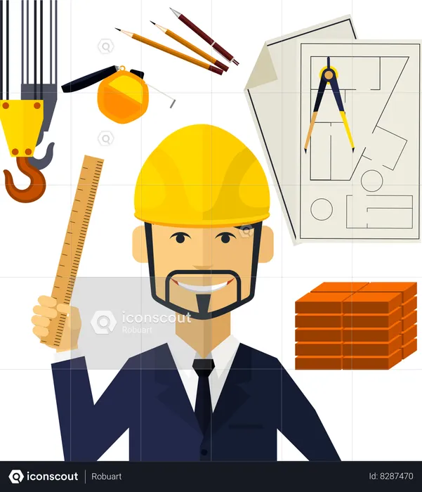 Architect constructor worker  Illustration