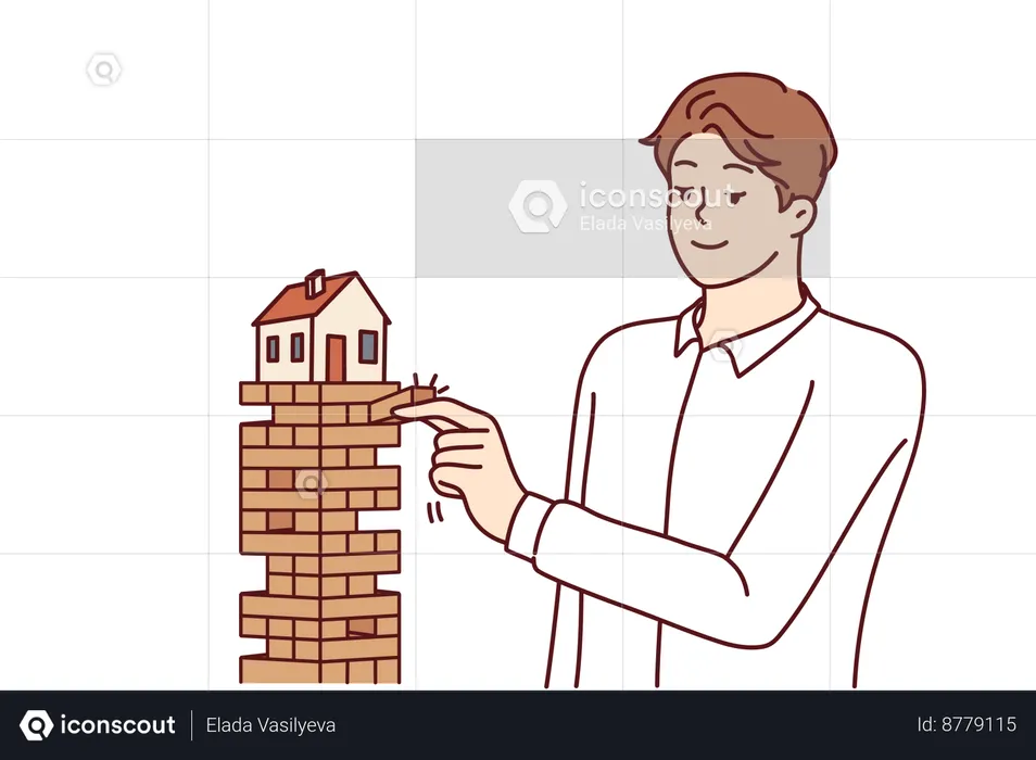 Architect is building house structure  Illustration