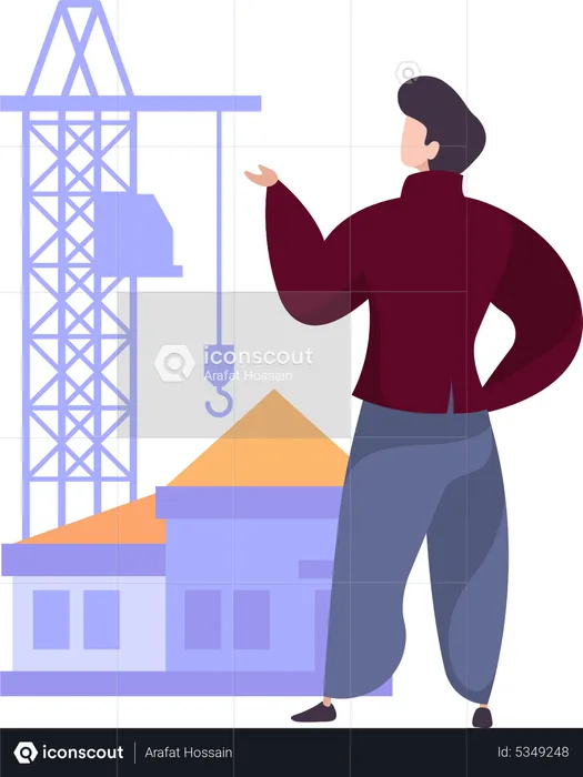 Architect looking at construction site  Illustration