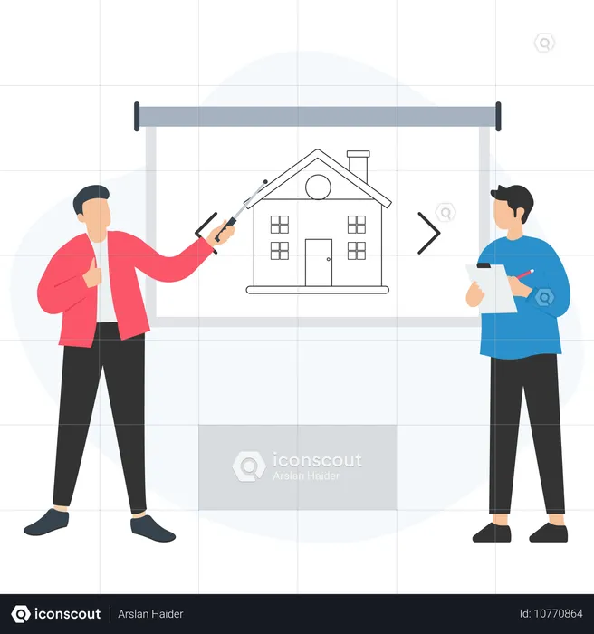 Architect making house sketch  Illustration