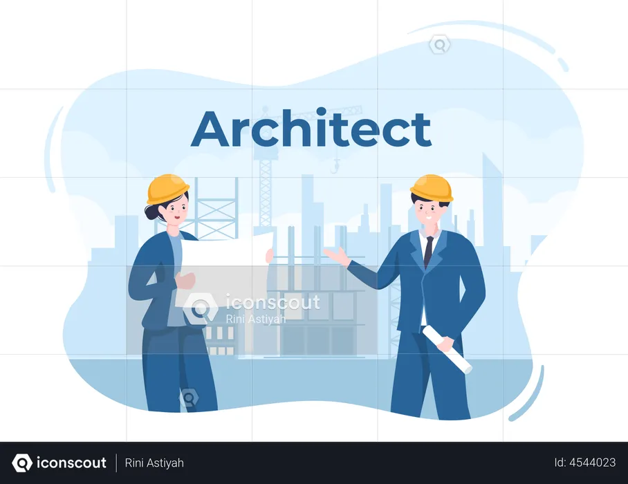 Architekten besichtigen Baustelle  Illustration