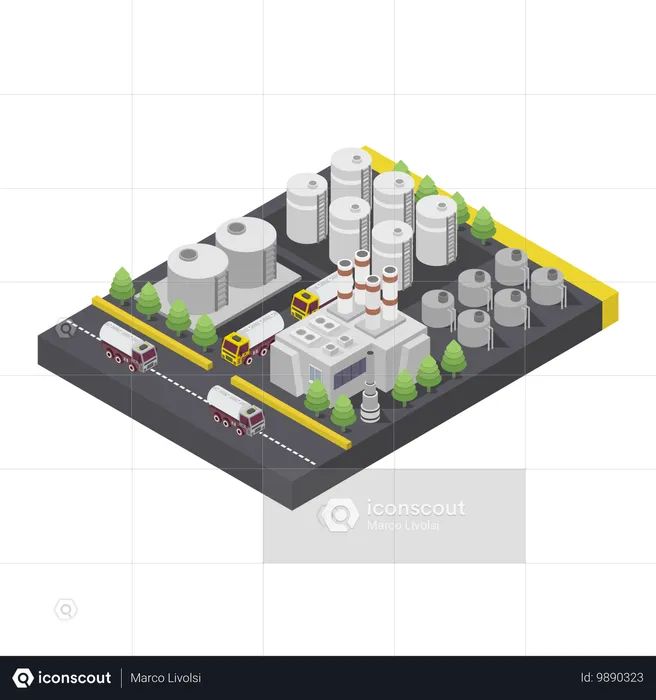 Área de refinería de petróleo  Ilustración