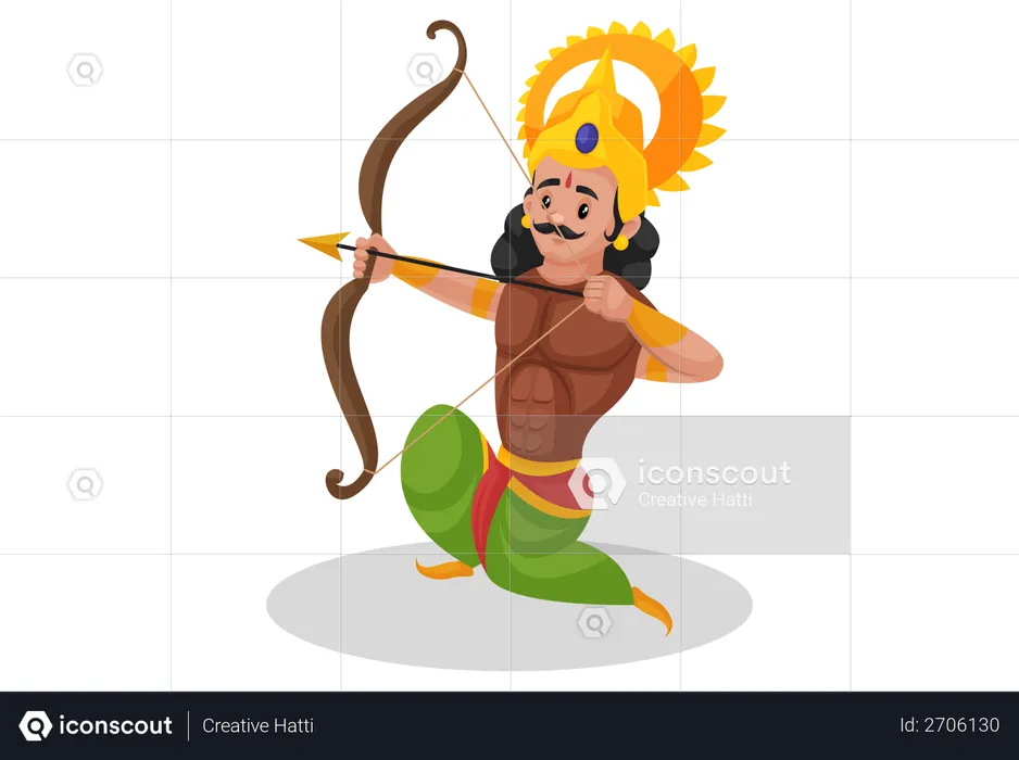 Arjun firing arrow  Illustration