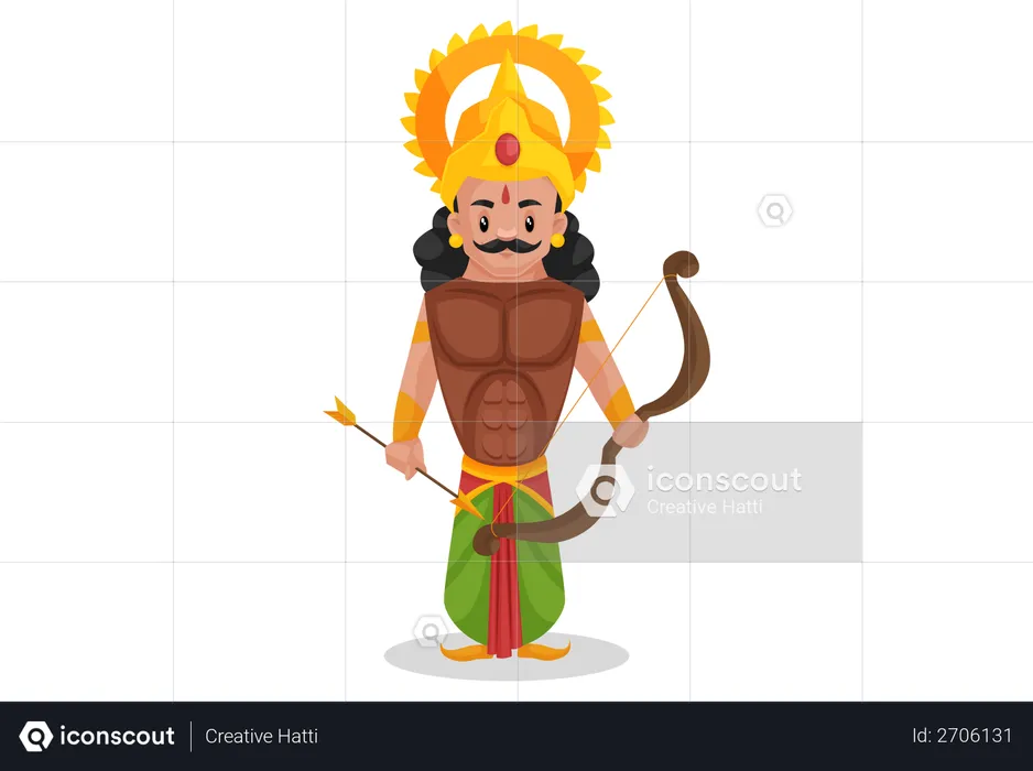 Arjun segurando arco e flecha  Ilustração