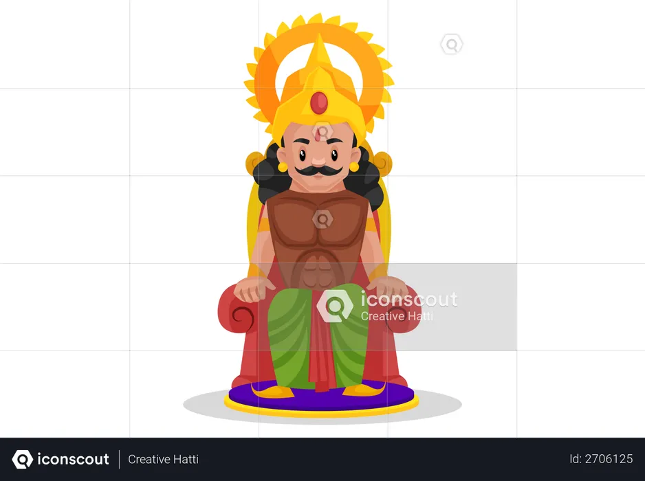 Arjun sitting on throne  Illustration