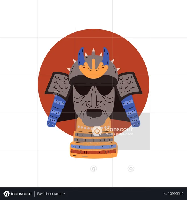 Casco de armadura oriental tradicional asiático para  Ilustración