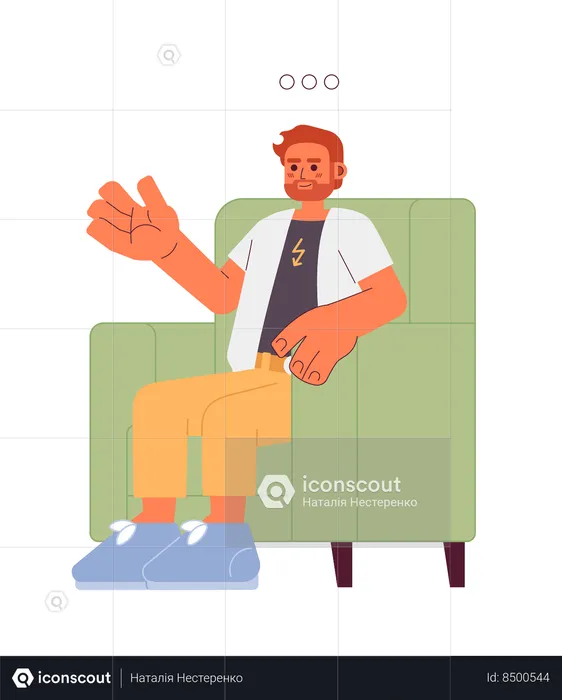 Armchair caucasian male therapy client  Illustration