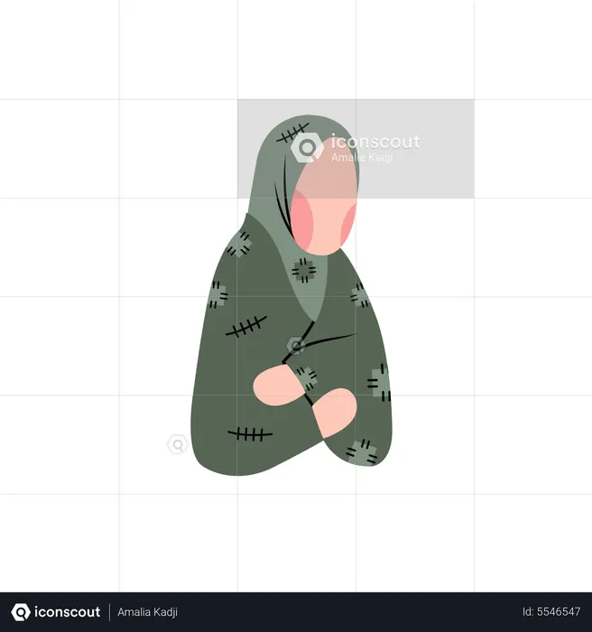 Arme Hijab-Frau  Illustration