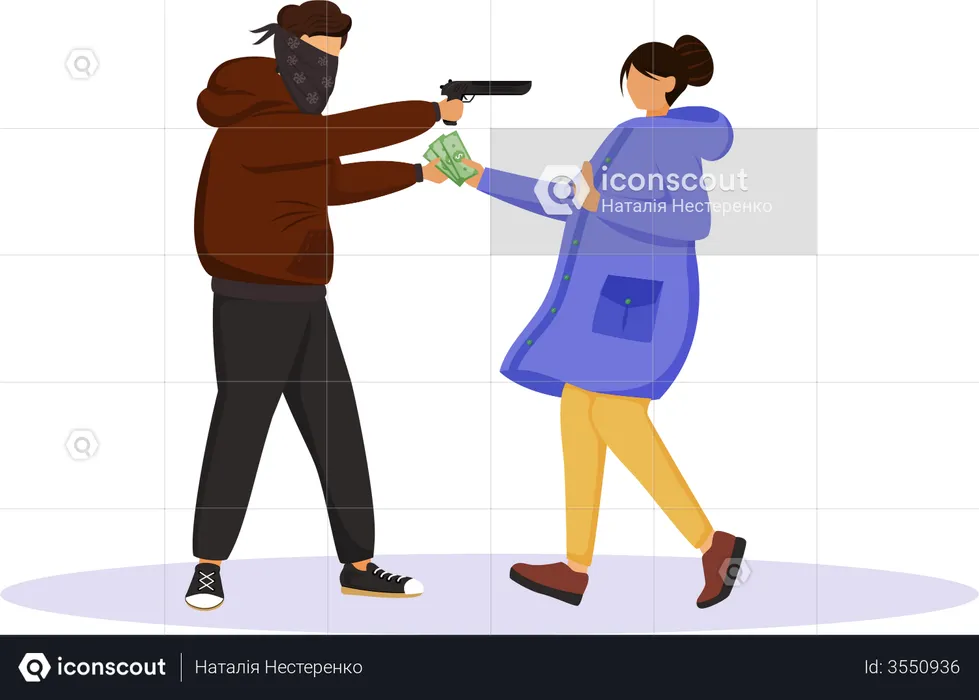 Armed street robbery  Illustration