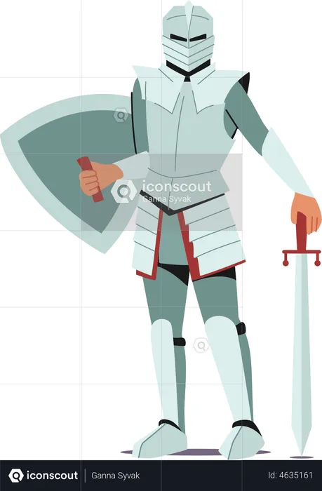 Chevalier médiéval portant une armure  Illustration