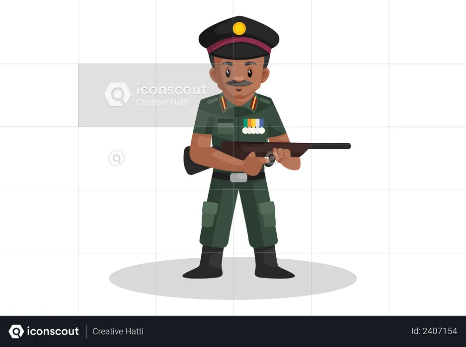 Army man holding gun in his hand  Illustration