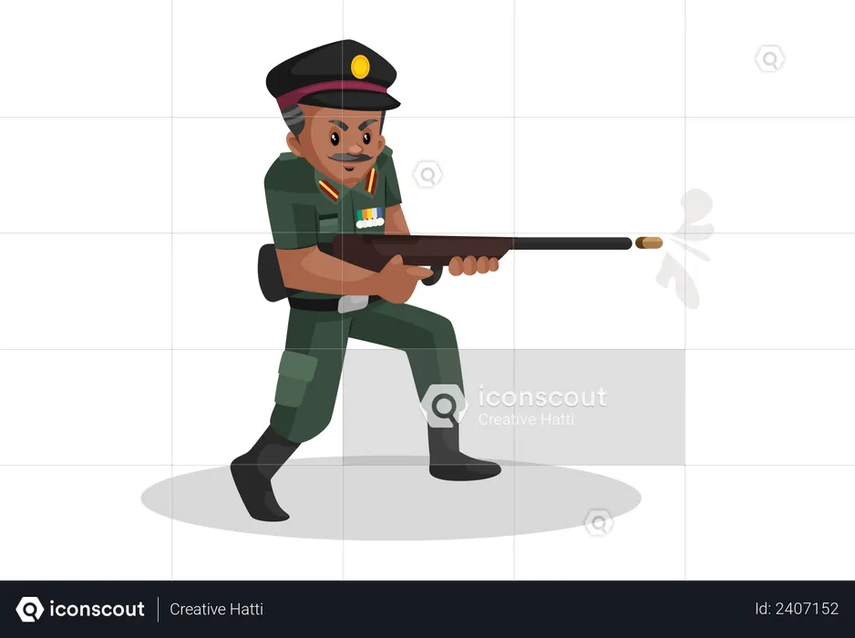 Army man shooting with rifle in war  Illustration