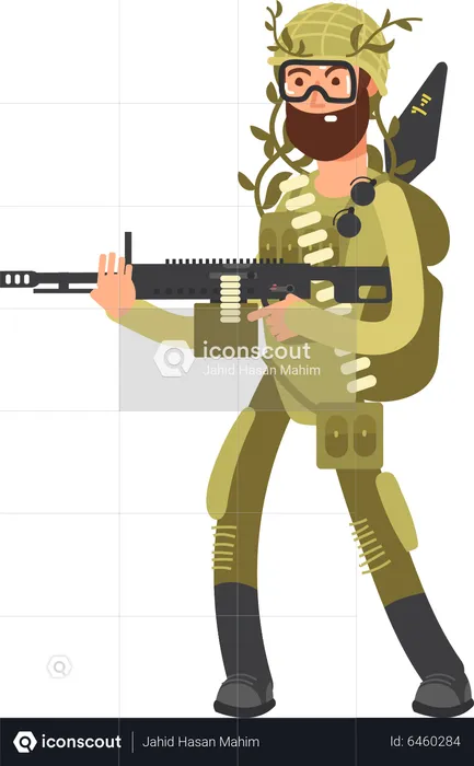 Army Man With Weapons  Illustration